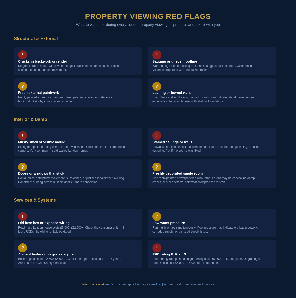 London property buying red flags checklist for home buyers