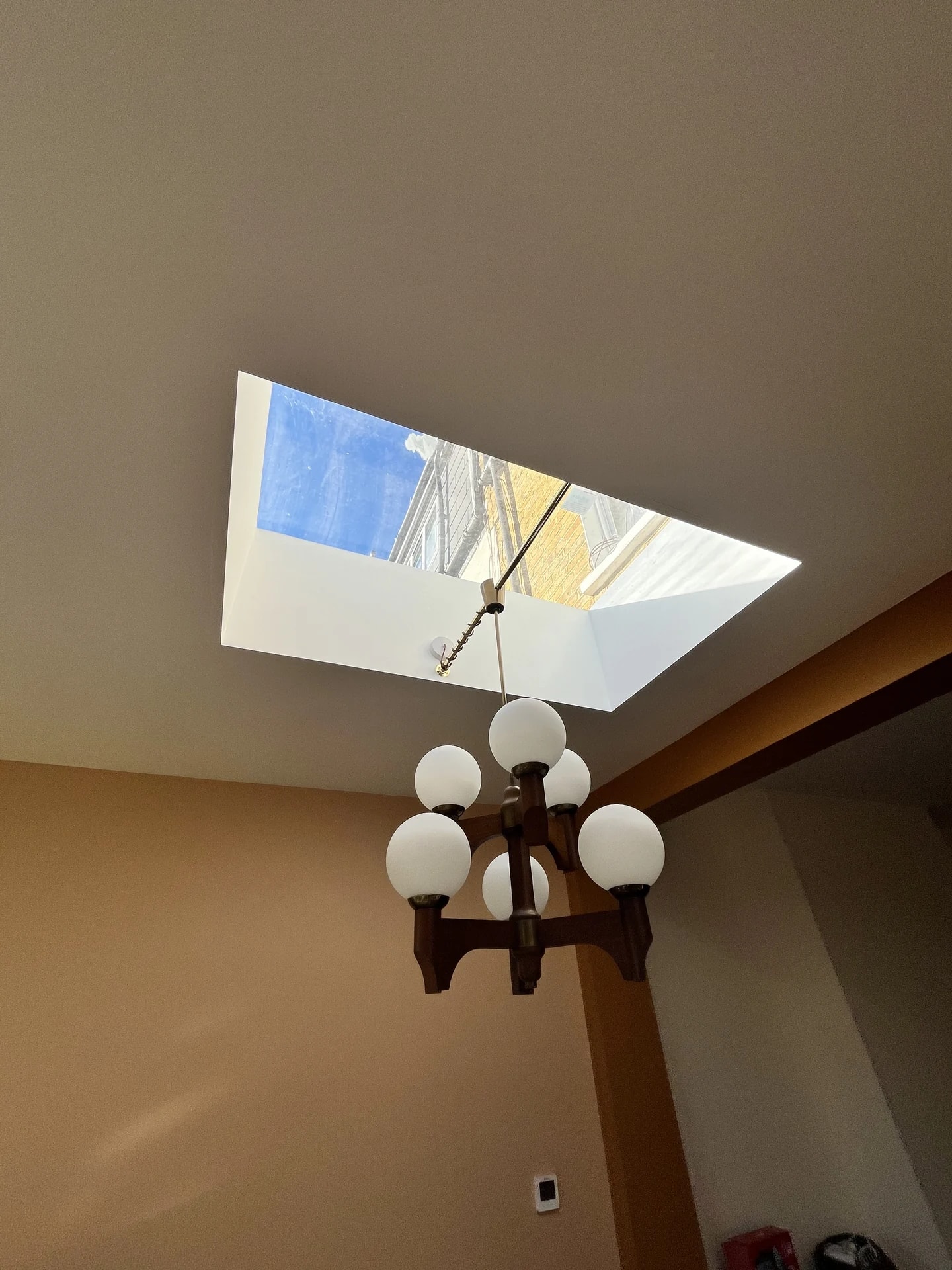 Rooflight and pendant lighting in the kitchen extension